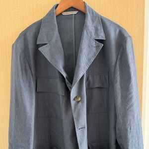 Canali - Safari Linen & Wool Blazer In Navy
